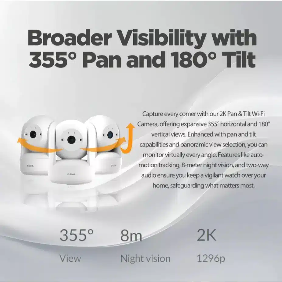 D-Link DCS-6501LH กล้อง Wi-Fi 2K หมุน 355° - Image 2