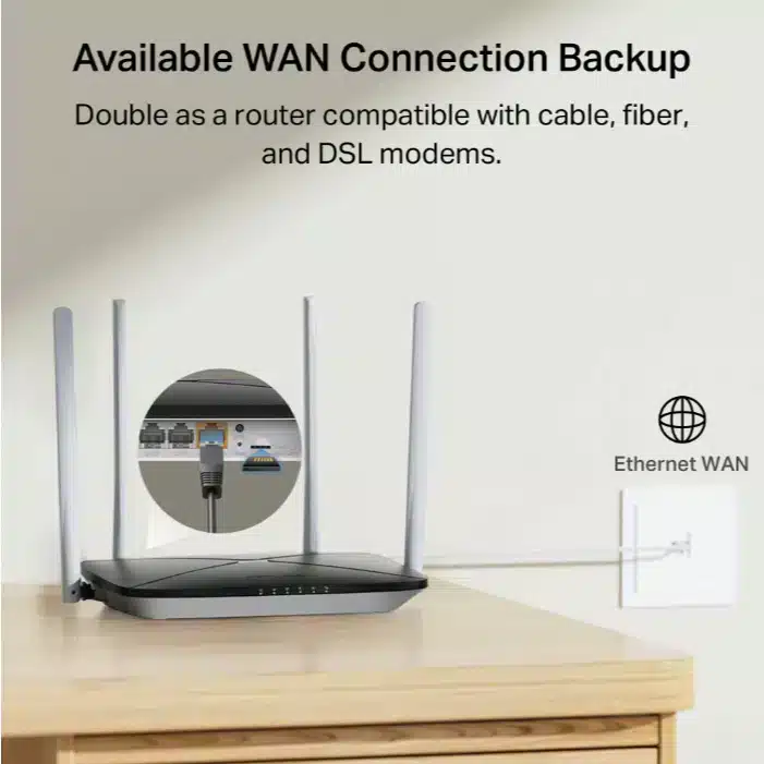 MERCUSYS MB135-4G เชื่อมต่อ Ethernet WAN สำรองสำหรับโมเด็ม